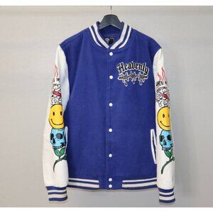 Rebel Minds Embroidered & Patch "Blessed Burn my Mind" Varsity Jacket Size XL